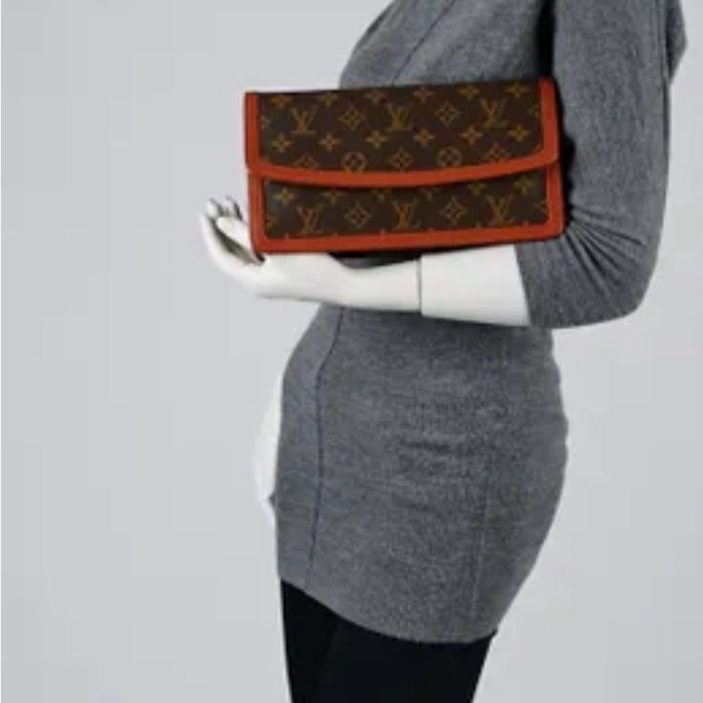 Louis Vuitton Monogram Dame pouchette Clutch with Red Trim